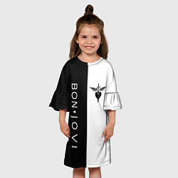 Платье клеш для девочки BON JOVI BLACK WHITE, цвет: 3D-принт — фото 2