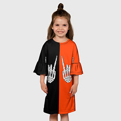 Платье клеш для девочки Ладошки скелета, цвет: 3D-принт — фото 2
