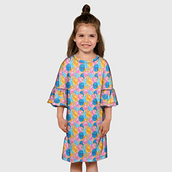Платье клеш для девочки Новогодние Ёлочные Шары, цвет: 3D-принт — фото 2