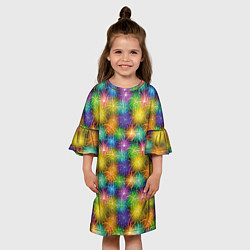 Платье клеш для девочки Праздничный Салют, цвет: 3D-принт — фото 2