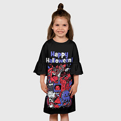 Платье клеш для девочки Монстры на Хеллоуин, цвет: 3D-принт — фото 2
