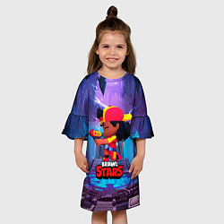 Платье клеш для девочки Мэг с пушкой Brawl stars, цвет: 3D-принт — фото 2