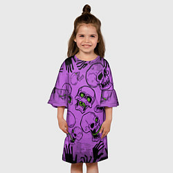 Платье клеш для девочки Живые мертвецы Кладбище черепов, цвет: 3D-принт — фото 2