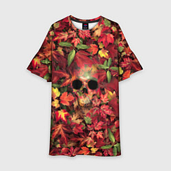 Платье клеш для девочки Осенний череп, цвет: 3D-принт