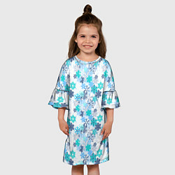 Платье клеш для девочки Зимние Снежные Узоры, цвет: 3D-принт — фото 2