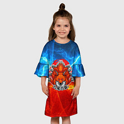 Платье клеш для девочки Огненная лисичка, цвет: 3D-принт — фото 2