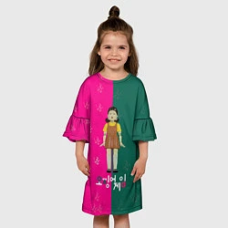 Платье клеш для девочки Игра в кальмара: Противостояние, цвет: 3D-принт — фото 2