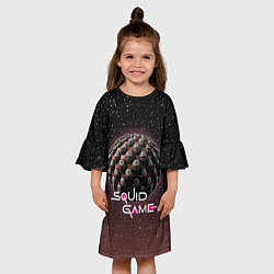 Платье клеш для девочки Игра в кальмара: Планета игр, цвет: 3D-принт — фото 2