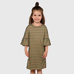 Платье клеш для девочки Абстракция разноцветные зигзаги, цвет: 3D-принт — фото 2