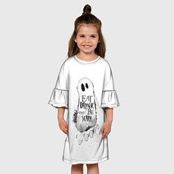 Платье клеш для девочки Добродушное приведение белый, полиэстер, цвет: 3D-принт — фото 2