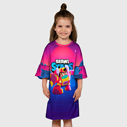 Платье клеш для девочки Мег BrawlStars трансформер, цвет: 3D-принт — фото 2