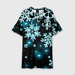 Платье клеш для девочки Космические снежинки, цвет: 3D-принт