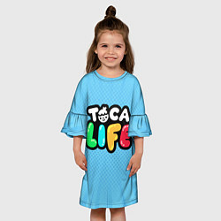 Платье клеш для девочки Toca Life: Logo, цвет: 3D-принт — фото 2