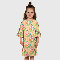 Платье клеш для девочки Гавайские цеты, цвет: 3D-принт — фото 2