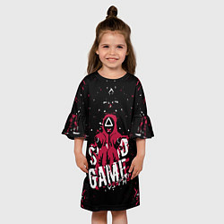 Платье клеш для девочки SQUID GAME ИГРА В КАЛЬМАРА БРЫЗГИ КРАСОК,, цвет: 3D-принт — фото 2