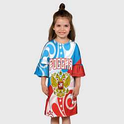 Платье клеш для девочки Россия! Герб, цвет: 3D-принт — фото 2