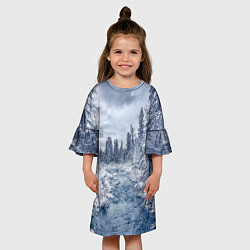 Платье клеш для девочки СНЕЖНЫЙ ПЕЙЗАЖ, цвет: 3D-принт — фото 2