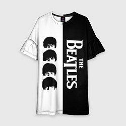 Платье клеш для девочки The Beatles черно - белый партер, цвет: 3D-принт