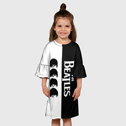 Платье клеш для девочки The Beatles черно - белый партер, цвет: 3D-принт — фото 2