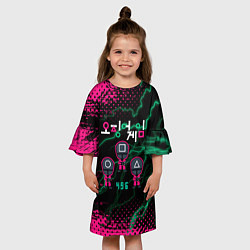 Платье клеш для девочки Игра в кальмара разряд молнии, цвет: 3D-принт — фото 2