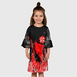 Платье клеш для девочки Чёрный клевер: Пламя, цвет: 3D-принт — фото 2