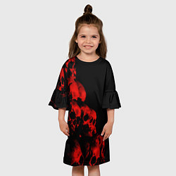 Платье клеш для девочки Черепа свалка, цвет: 3D-принт — фото 2