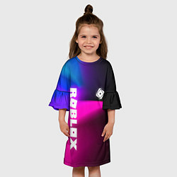 Платье клеш для девочки Роблокс лого х эмблема, цвет: 3D-принт — фото 2