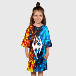 Платье клеш для девочки TES SKYRIM BATTLE FIRE БИТВА ОГНЕЙ, цвет: 3D-принт — фото 2