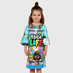Платье клеш для девочки Toca Boca Тока Бока аттракцион, цвет: 3D-принт — фото 2