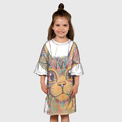 Платье клеш для девочки A 018 Цветной кот, цвет: 3D-принт — фото 2