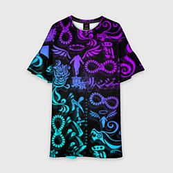 Платье клеш для девочки ТАТУ ТОКЙСКИЕ МСТИТЕЛИ НЕОН, цвет: 3D-принт