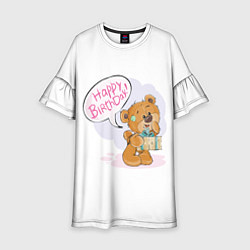 Платье клеш для девочки С днем рождения Медвежонок 3, цвет: 3D-принт