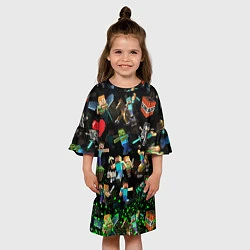 Платье клеш для девочки МАЙНКРАФТ ПАТТЕРН ГЕРОИ ИГРЫ, цвет: 3D-принт — фото 2
