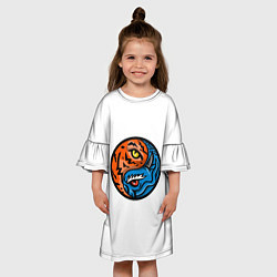 Платье клеш для девочки Драконы Инь Янь, цвет: 3D-принт — фото 2