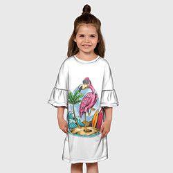 Платье клеш для девочки Фламинго На Острове, цвет: 3D-принт — фото 2