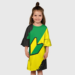Платье клеш для девочки JDM GREEN YELLOW LOGO, цвет: 3D-принт — фото 2