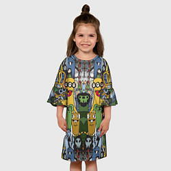 Платье клеш для девочки Семья монстров в деле, цвет: 3D-принт — фото 2