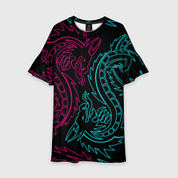 Детское платье НЕОНОВЫЕ ДРАКОНЫ NEON DRAGON