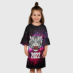 Платье клеш для девочки ЧЁРНЫЙ ТИГР НОВЫЙ ГОД 2022 GRAY TIGER NEW YEAR, цвет: 3D-принт — фото 2