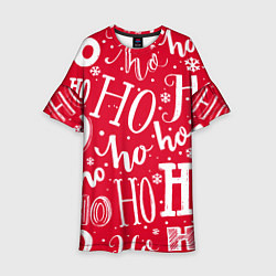 Платье клеш для девочки HO HO HO Новогодняя, цвет: 3D-принт