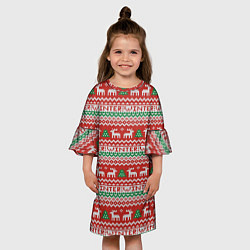 Платье клеш для девочки Deer Christmas Pattern, цвет: 3D-принт — фото 2