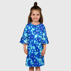 Платье клеш для девочки Сверкающие снежинки, цвет: 3D-принт — фото 2