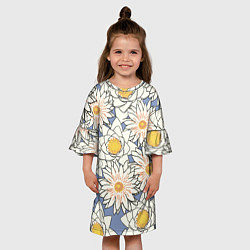 Платье клеш для девочки Растение Ромашки, цвет: 3D-принт — фото 2