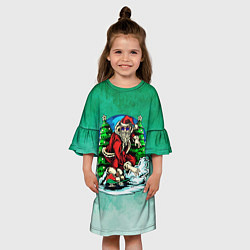 Платье клеш для девочки Санта дедок, цвет: 3D-принт — фото 2