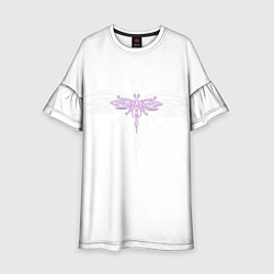 Платье клеш для девочки Стрекоза Violet Neon Theme, цвет: 3D-принт
