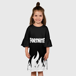 Платье клеш для девочки Fortnite Огонь, цвет: 3D-принт — фото 2