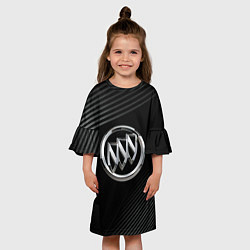 Платье клеш для девочки Buick Black wave background, цвет: 3D-принт — фото 2