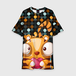 Платье клеш для девочки Крейзи тигр с сердцем, цвет: 3D-принт
