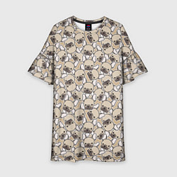 Платье клеш для девочки Щенки Бульдога, цвет: 3D-принт