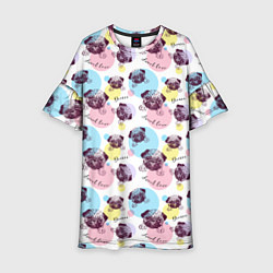 Платье клеш для девочки Милые Мопсики, цвет: 3D-принт